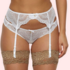 Plus Size Lace Mesh Garter &amp; Thong Set