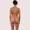 Sexy red padded bra thong set