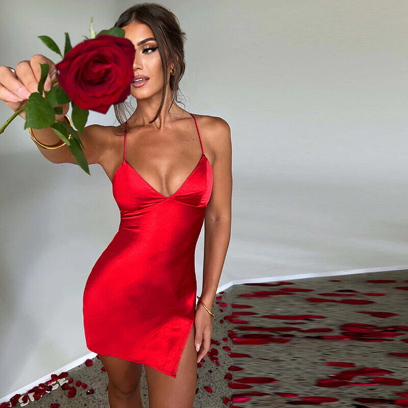 Satin Summer Dress with Open Back